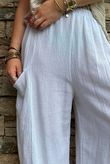 Lina Linen Blend Barrel Pant White